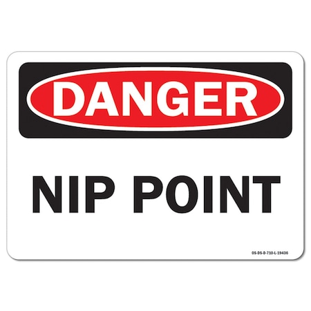 OSHA Danger Sign, Nip Point, 10in X 7in Rigid Plastic